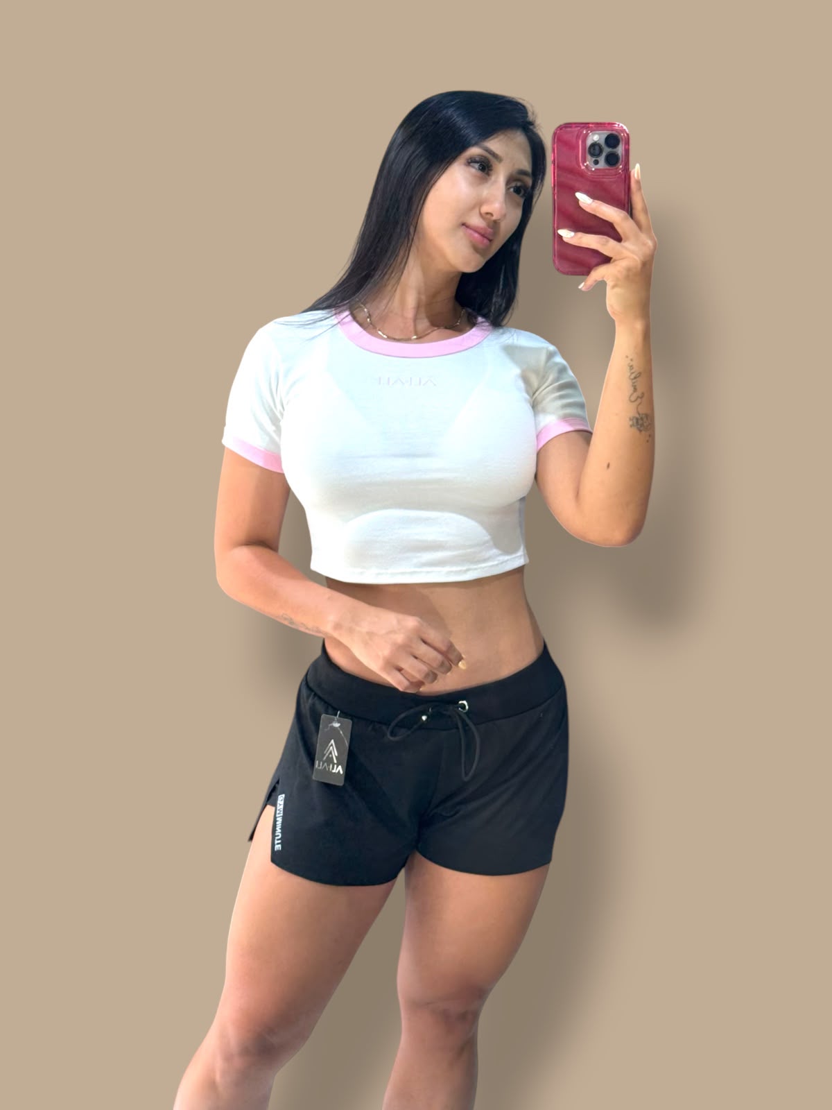 Croptop bordado mangas